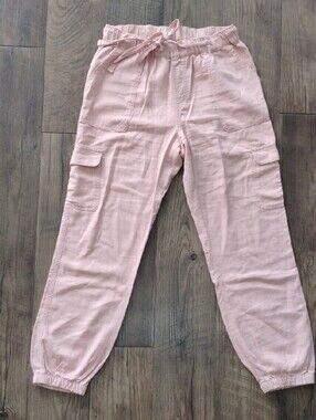 Love Tree Blush Pink Drawstring Linen Pants, Sz Small/0-6